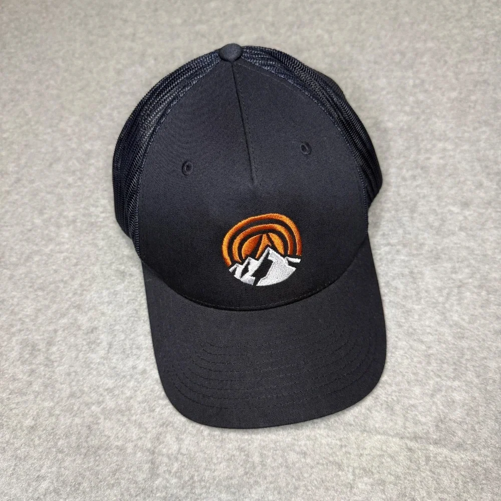 Mountain Sunrise Embroidered Trucker Outdoor Hike Hat Navy Blue Richardson 112
